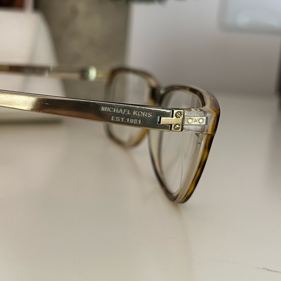 Michael Kors Tortoiseshell Brown and Gold Rectangular Eyeglasses - Picture 6 of 9